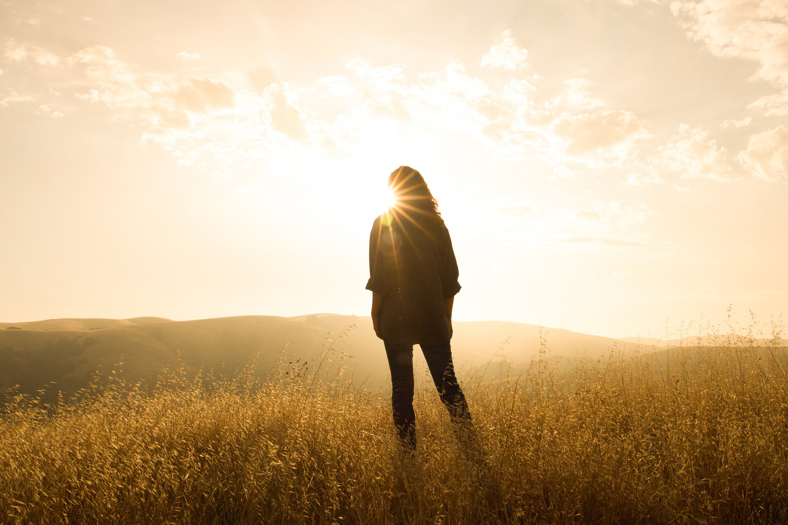 Silhouette of a Woman in the Field